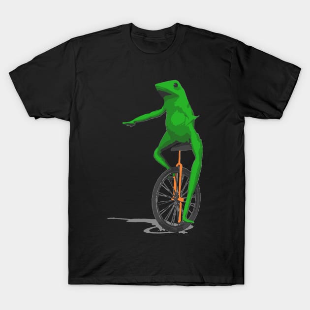 frog riding unicycle funny T-Shirt by terrasari90